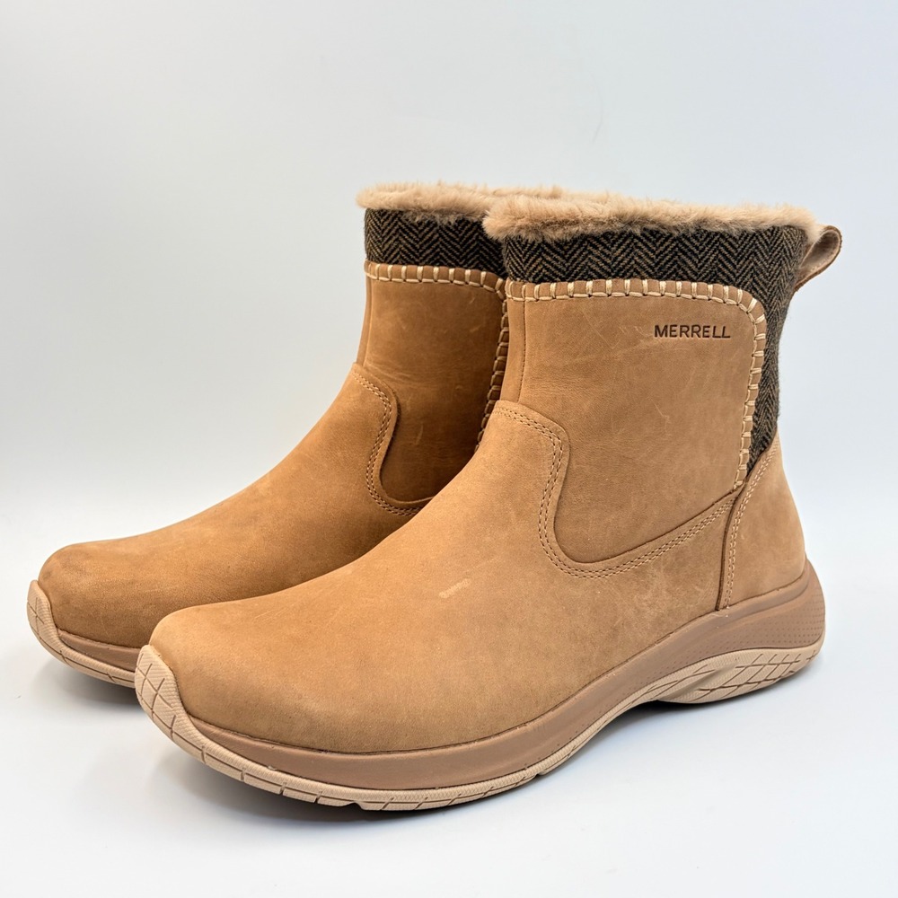 Merrell Women's 9.5 Encore Ice 5 Mid Zip Otter Waterproof Faux Fur Fleece Lined - Picture 12 of 13